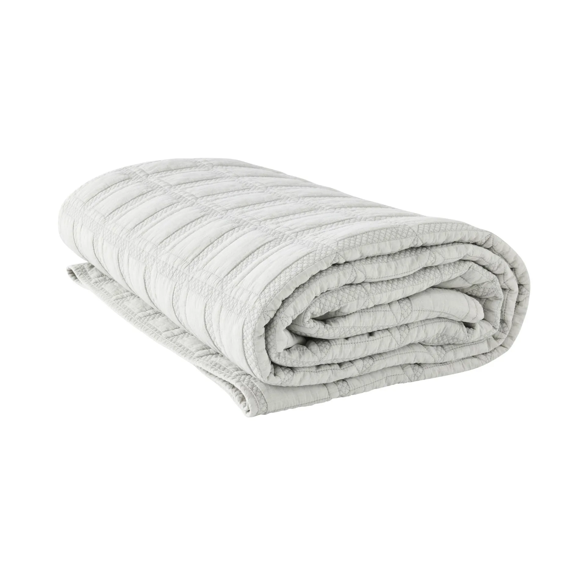 Asher Soft Washed Voile Quilted Coverlet Soft Grey 220x240cm