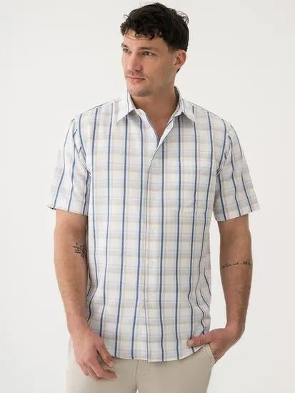 Short Sleeve Elliotts Shirt With Chest Pockt White/Blue/Nvy/Stone Chck