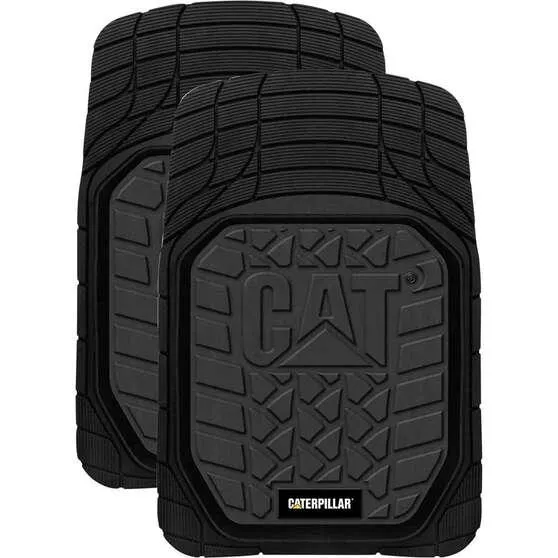 CAT Car Floor Mats Rubber Black Front Pair