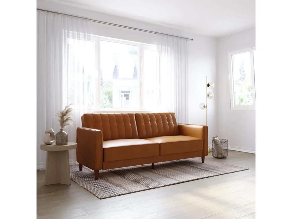 Atwater Living Lenna Faux Leather Tufted Futon