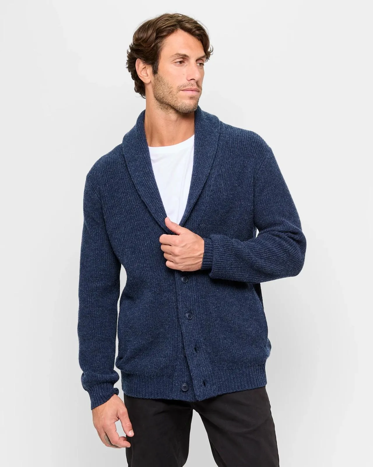 Lambswool Cardigan - Dark Blue
