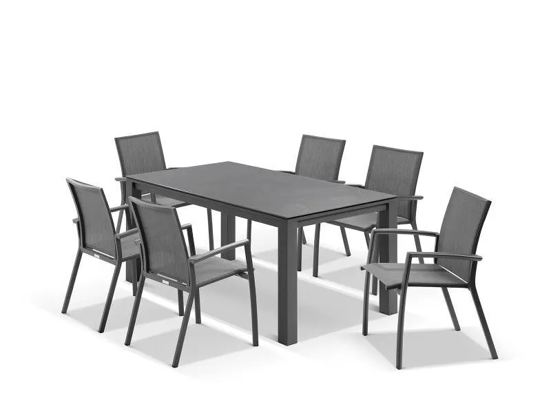 Adele Ceramic table with Sevilla Chairs 7pc Outdoor Dining Setting