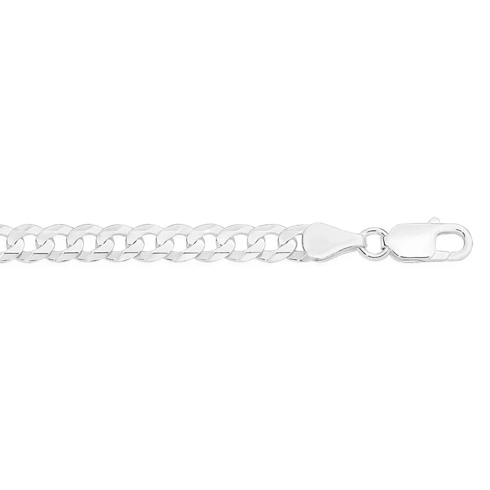 Silver 20cm Solid Concave Curb Bracelet