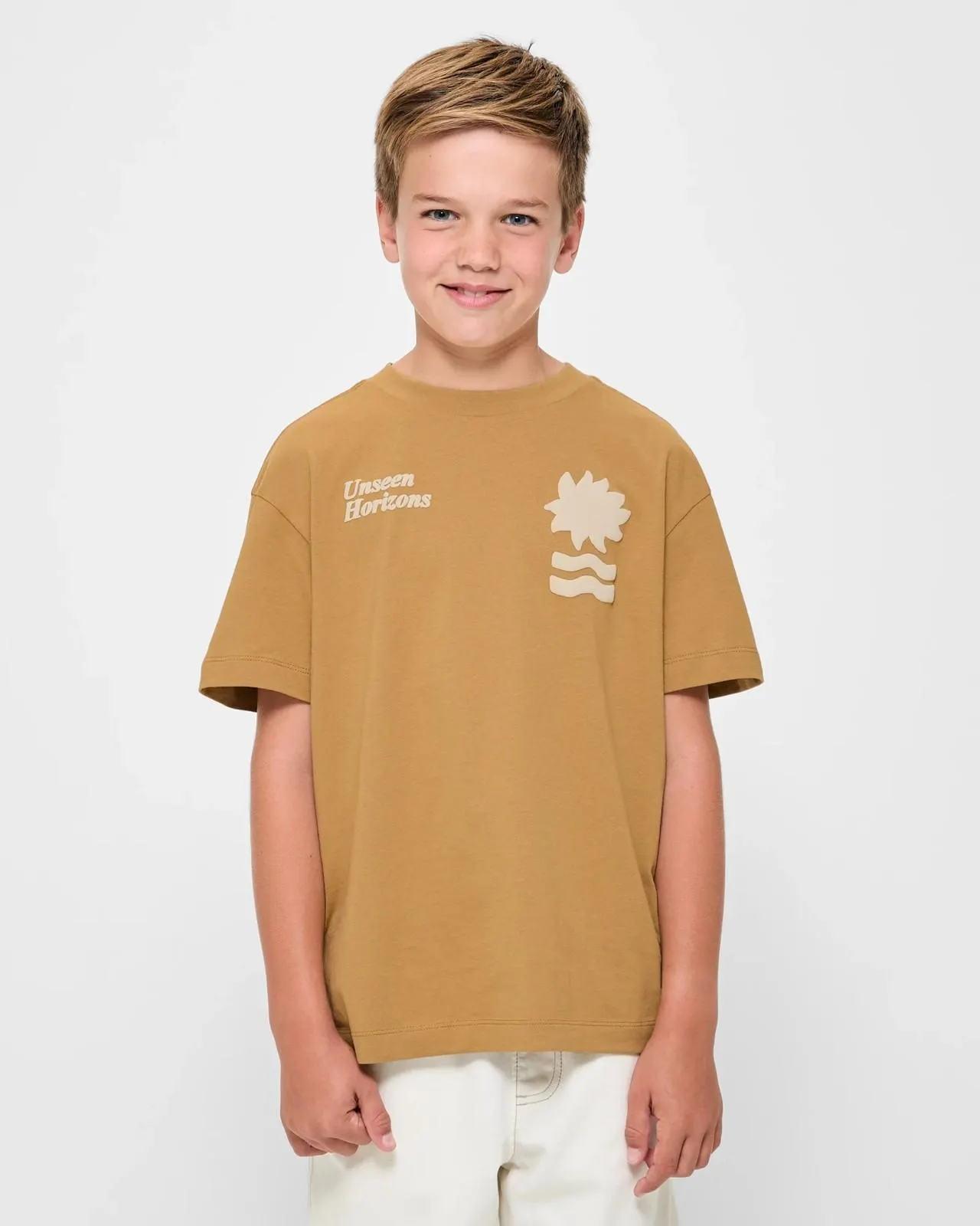 Australian Cotton Loose Fit Print T-shirt - Chestnut