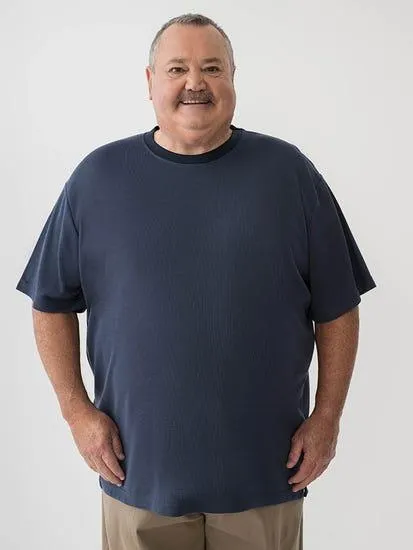 Big Mens Textured T-Shirt Navy
