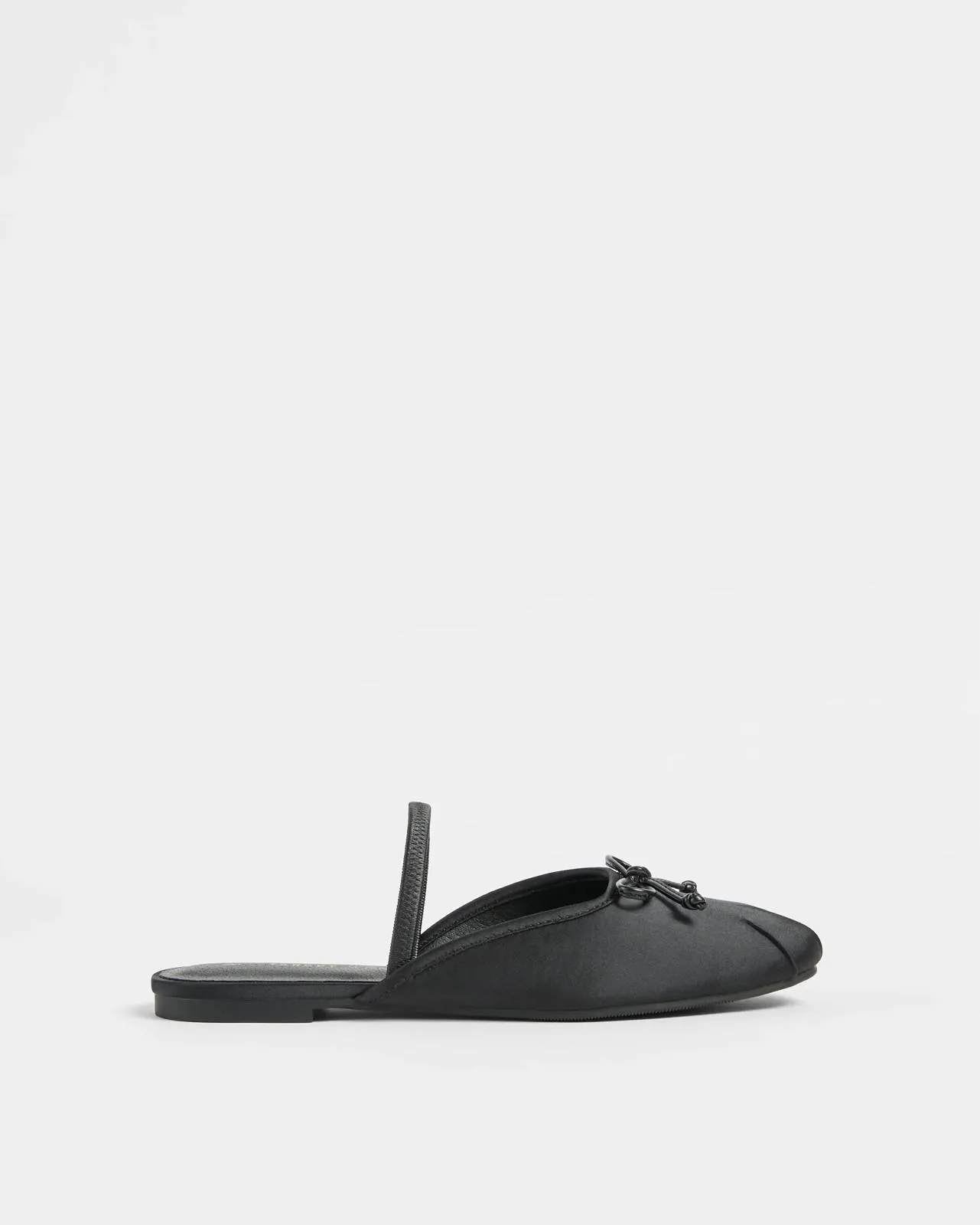 Womens Elastic Back Ballet Flat - Ella - Black Satin