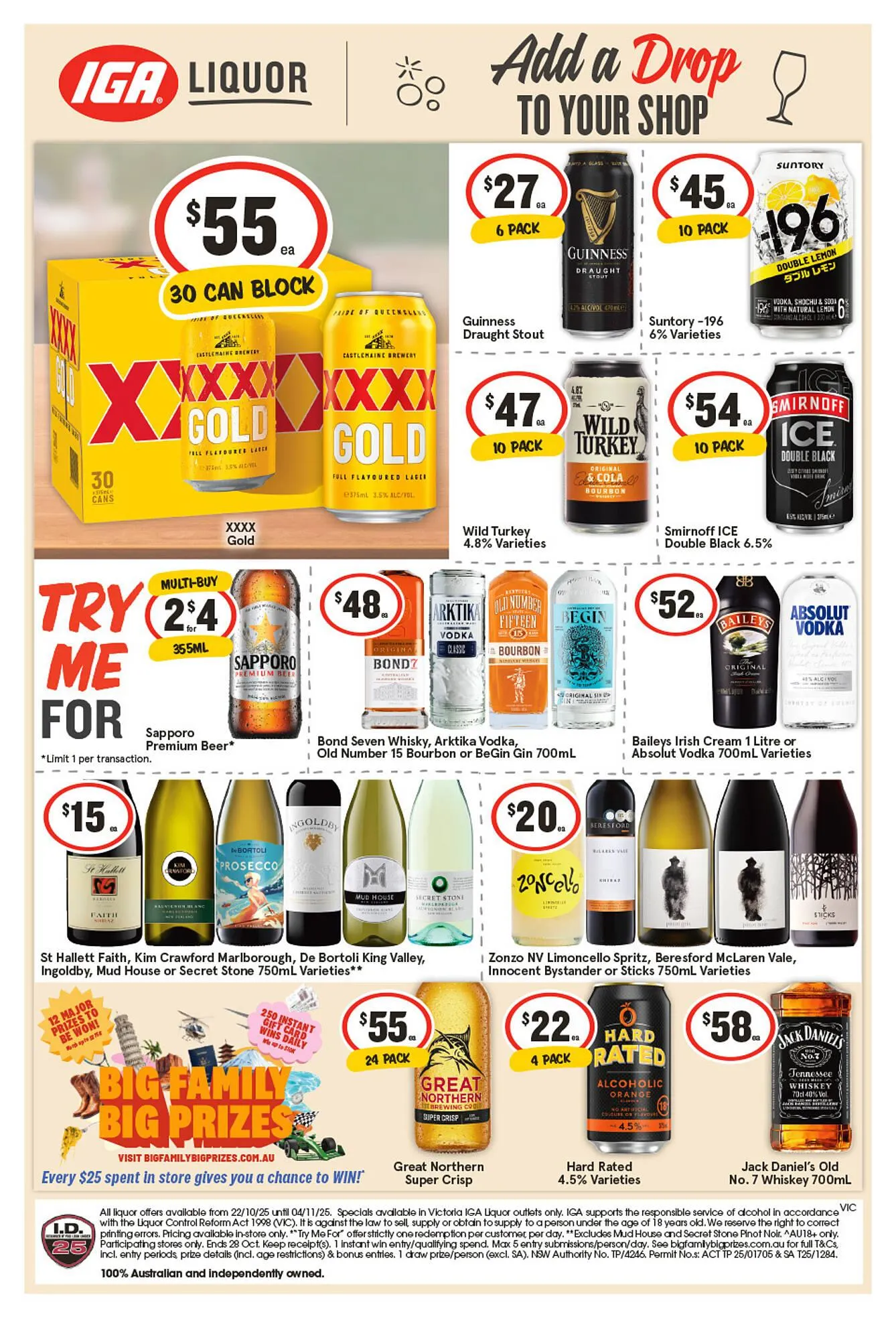 IGA Liquor catalogue - Catalogue valid from 22 October to 4 November 2025 - page 1