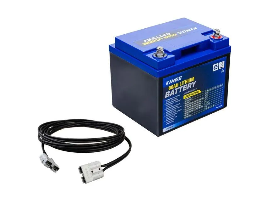 Kings 12V 60Ah Deep Cycle Lithium LiFePO4 Battery + 6m Extension Lead