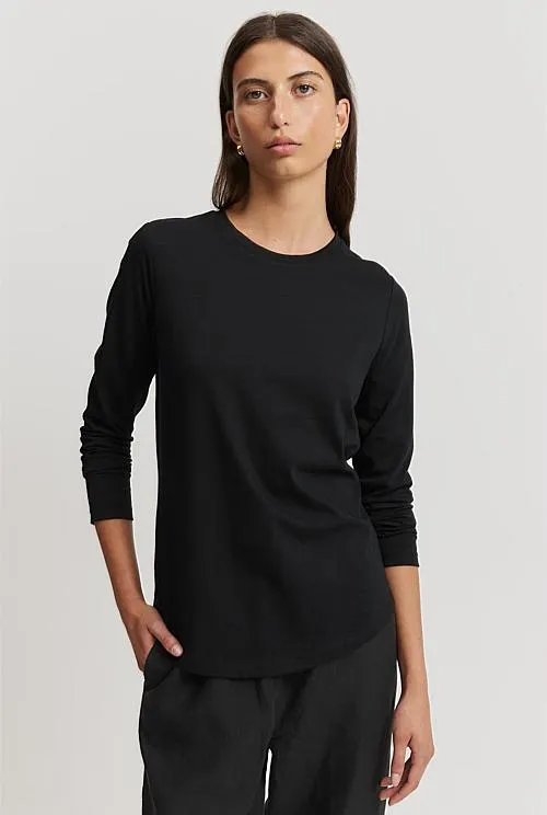 Australian Cotton Long Sleeve Slub T-Shirt