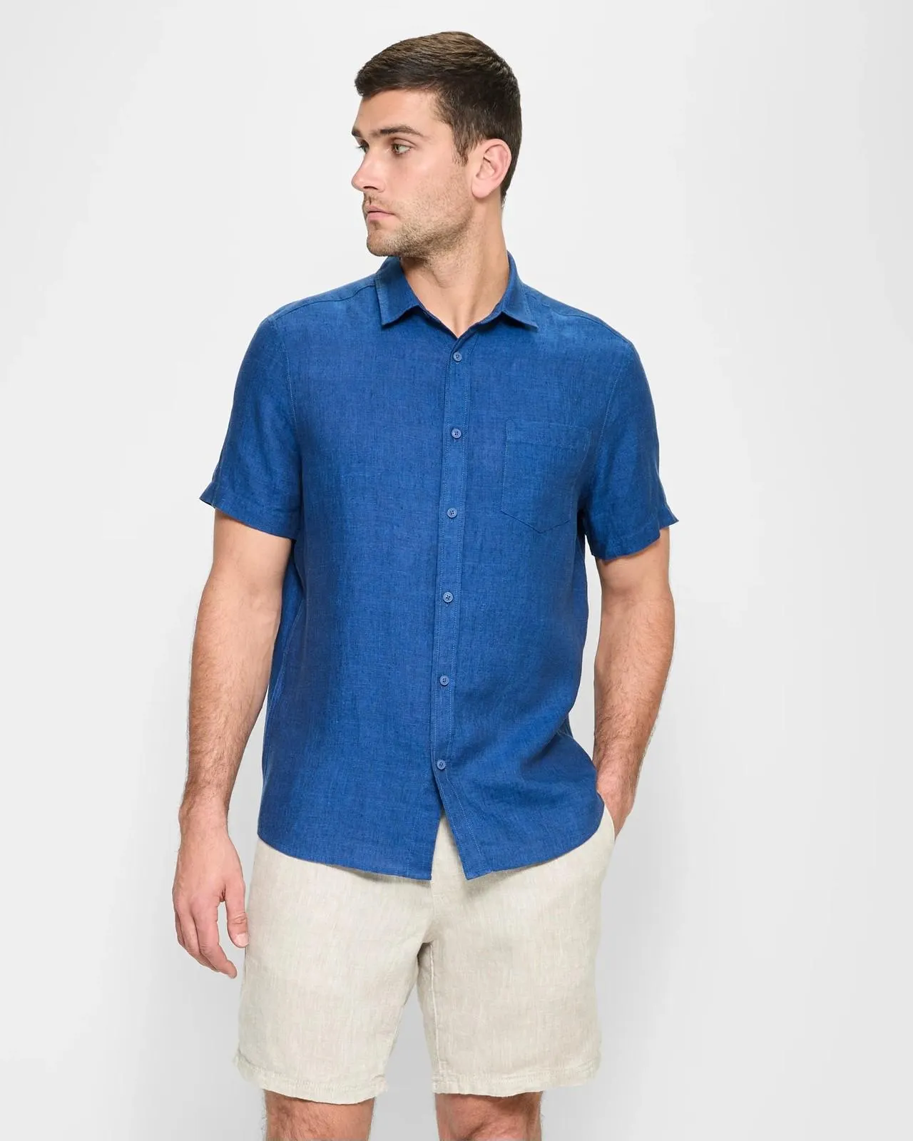 European Linen Shirt - Bright Blue