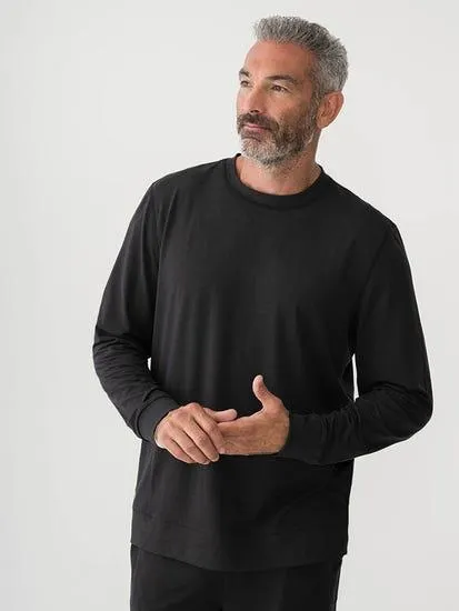Stretch Crew Neck Long Sleeve Top Black