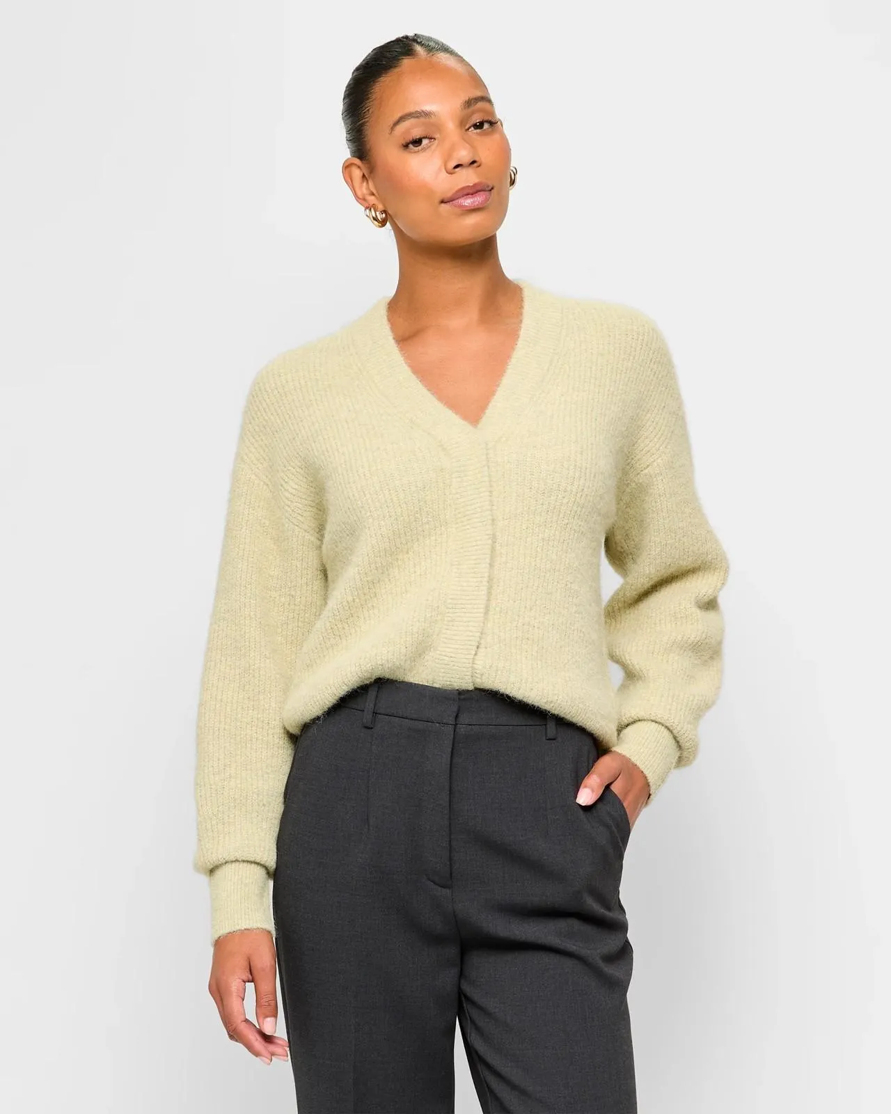 Long Sleeve Plush Balloon Cardigan - Preview - Matcha Marle