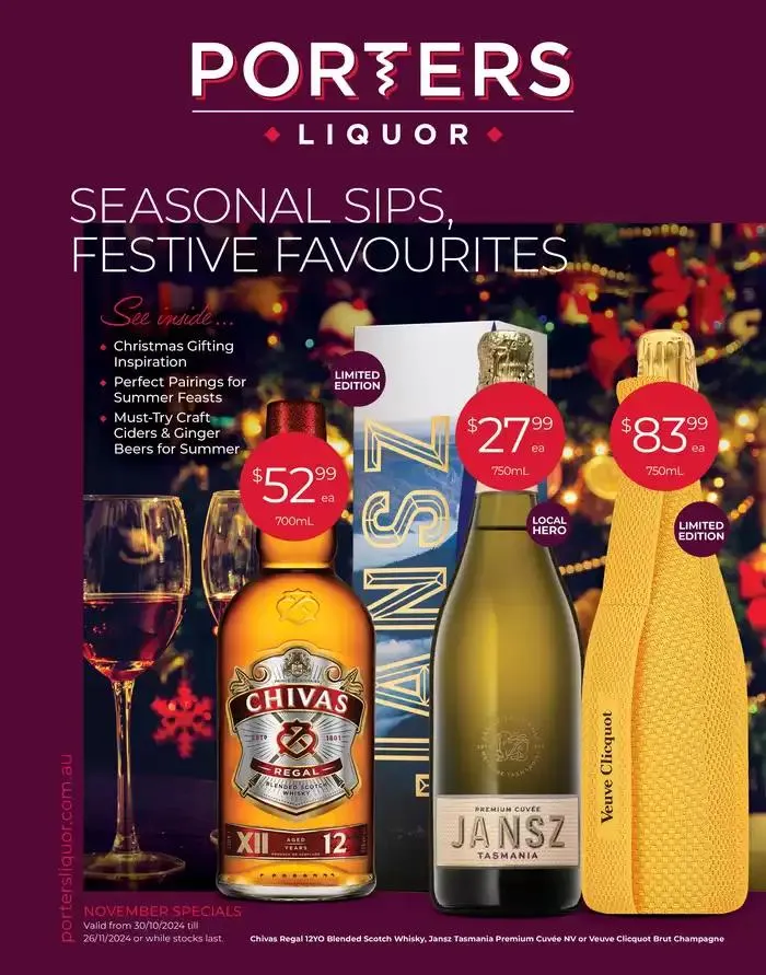 Seasonal Sips, Festive Favourites - Catalogue valid from 30 October to 26 November 2024 - page 1