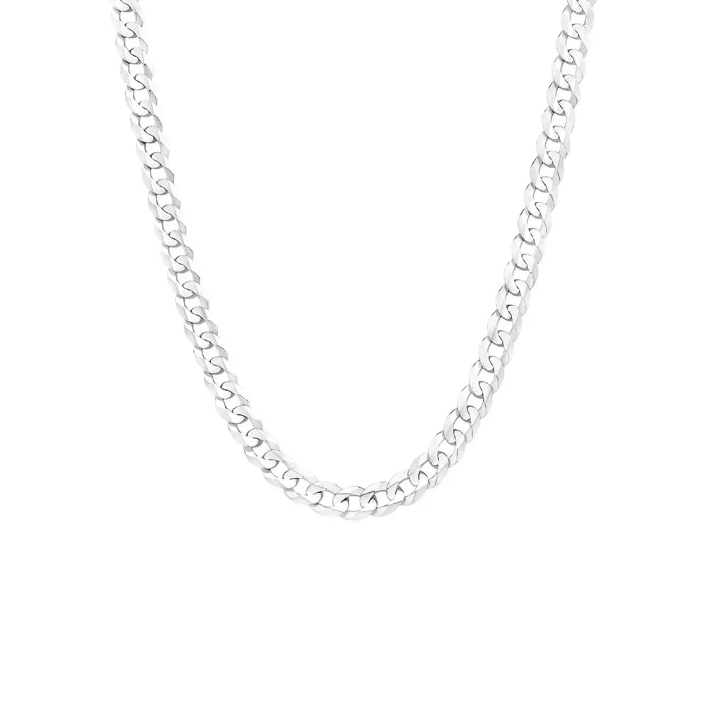 Silver 55cm Solid Concave Curb Chain