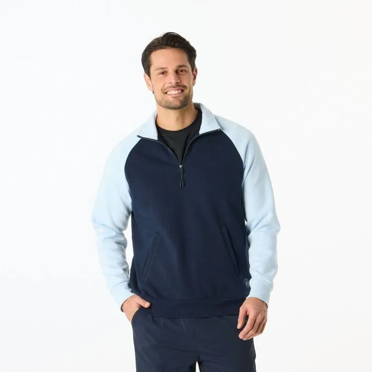 NMA Men's Colour Blocked Quarter Zip Fleece Navy & Sky