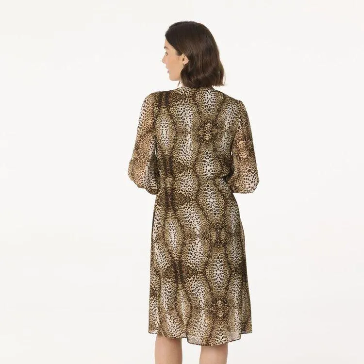 Jane Lamerton Women's Plisse Wrap Cheetah Print Dress Cheetah