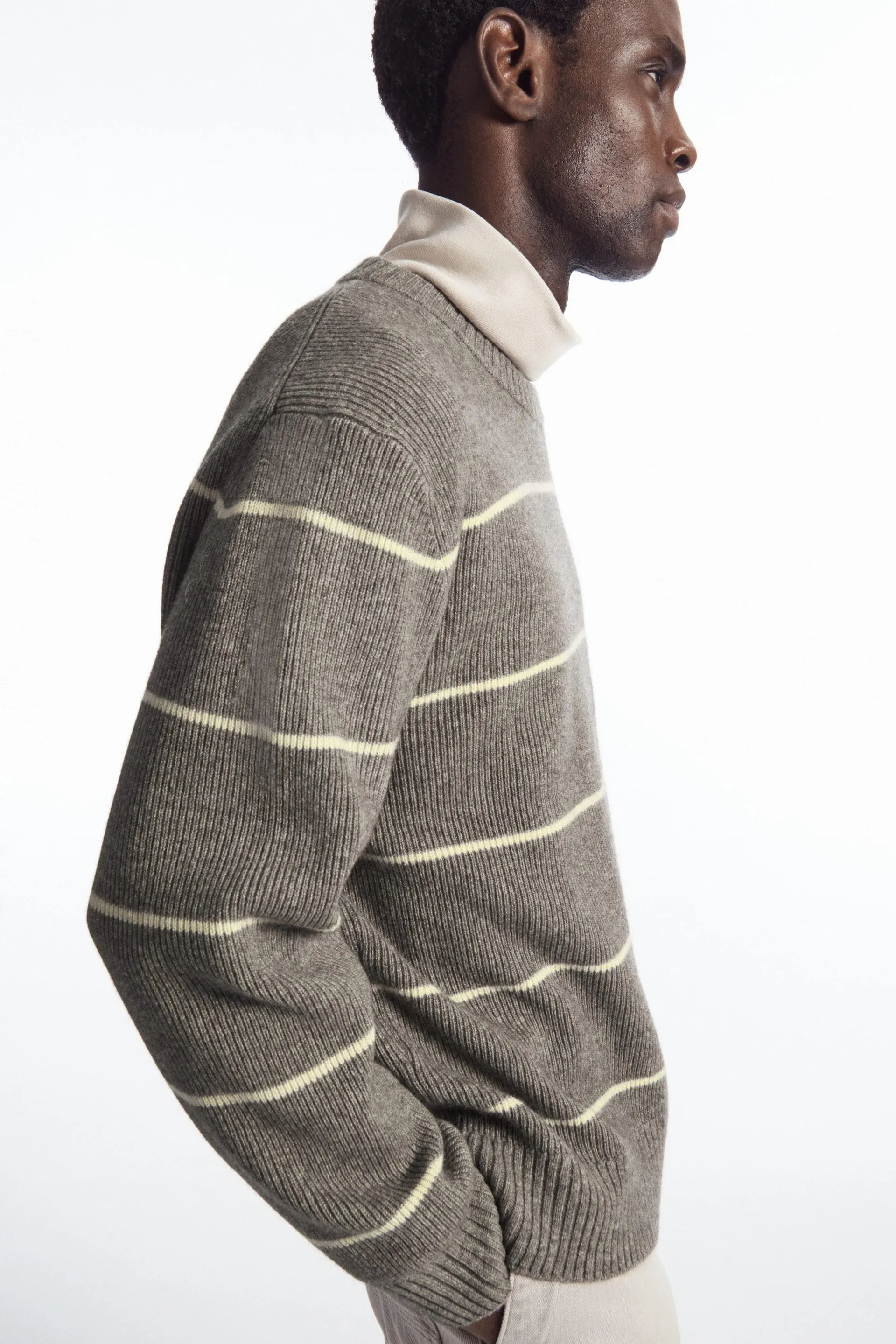 STRIPED WOOL AND YAK-BLEND JUMPER