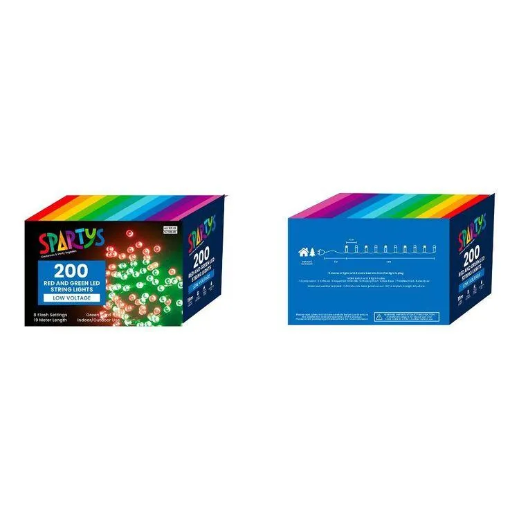 Spartys 200 Low Voltage Green Cord LED String Lights Red & Green