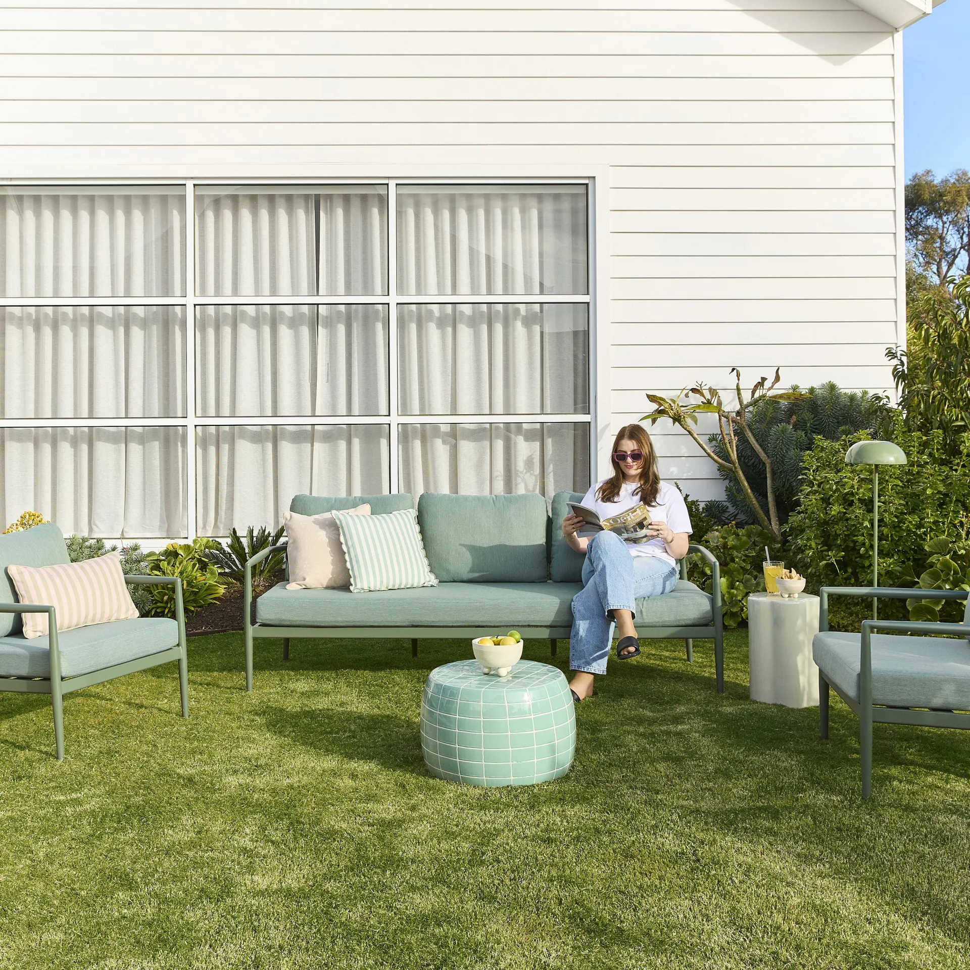 Kenzo Grid Coffee Table Green/White