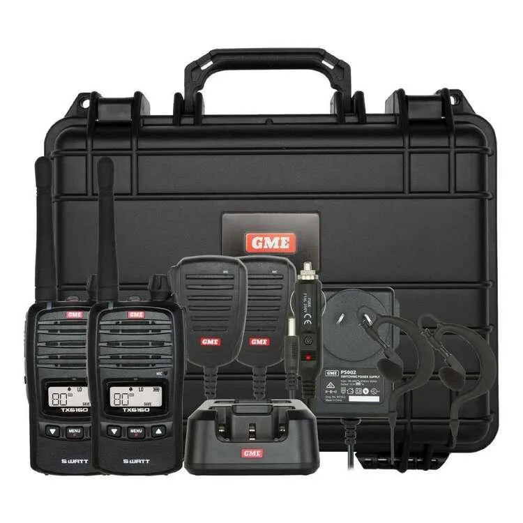 GME TX6160 5 Watt UHF CB Handheld Radio Twin Pack Black