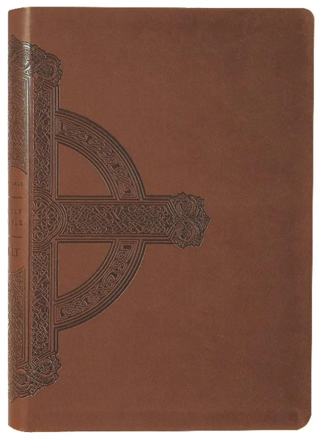 NLT Large Print Premium Value Thinline Bible Filament Enabled Edition Brown Celtic Cross