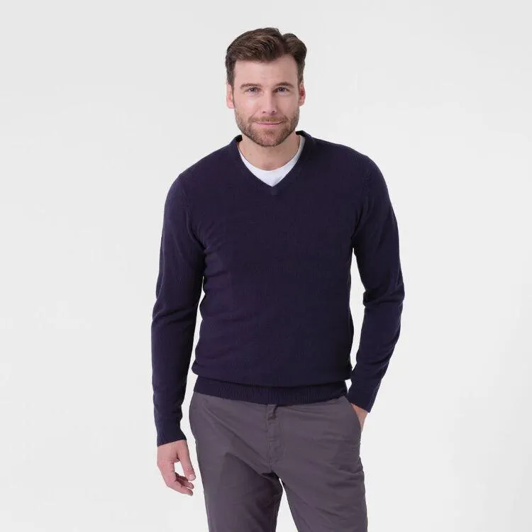 JC Lanyon Essentials Men's Mardon V Neck Soft Touch Knit Navy