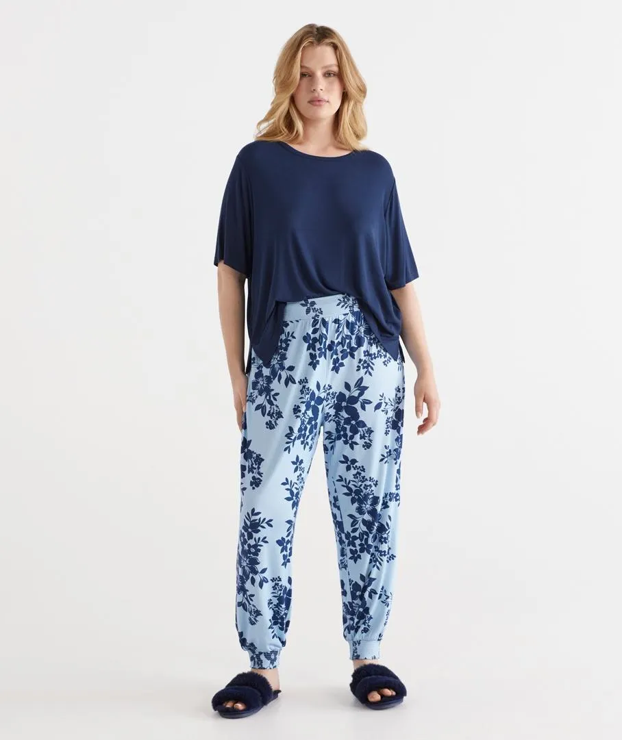 BLOCK FLORAL K HAREM PANT