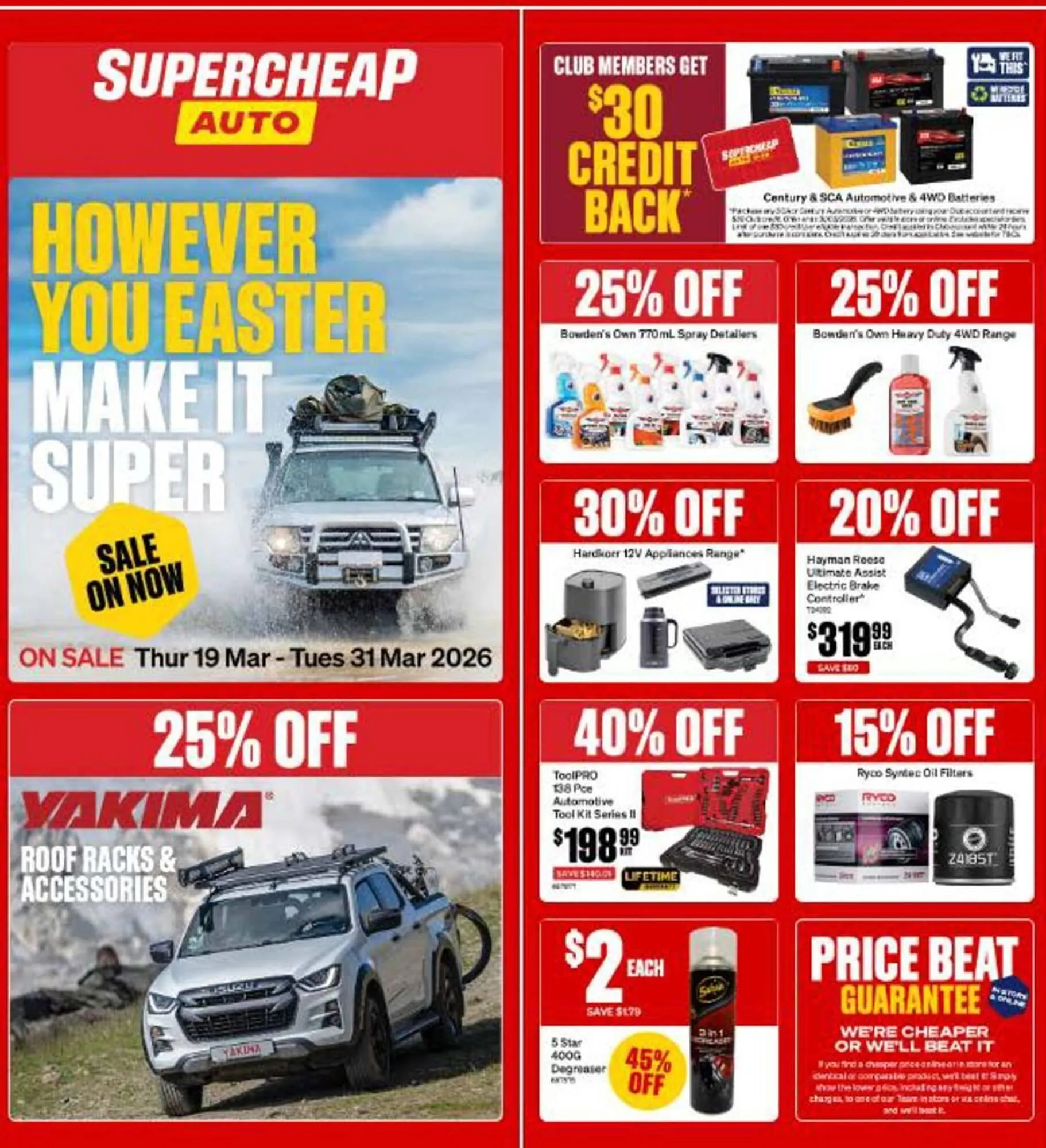SuperCheap Auto catalogue - Catalogue valid from 19 March to 31 March 2026 - page 1