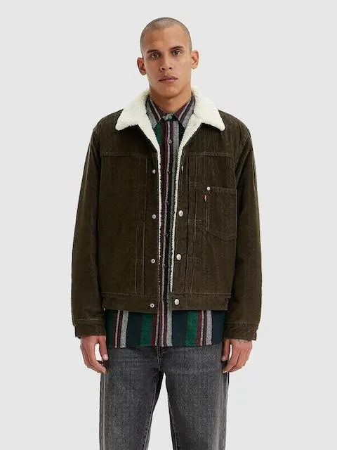 Levi's Sherpa Trucker Jacket In Brown Rinse Cord