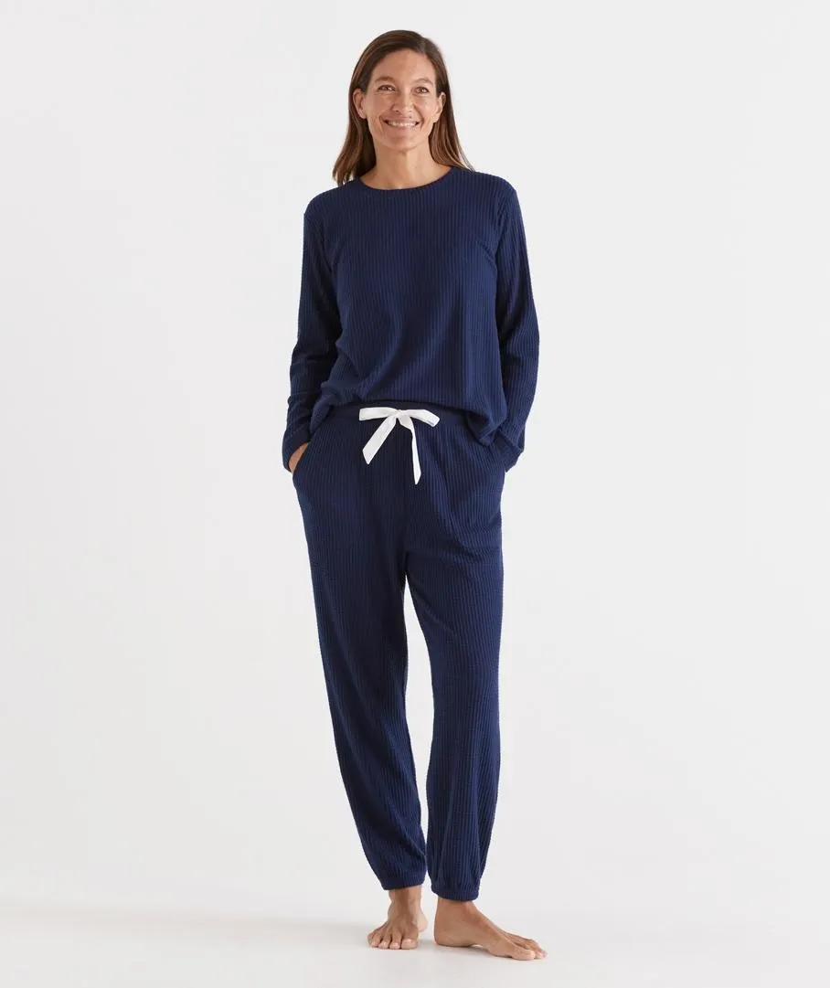 LOUNGE NAVY WAFFLE PANT