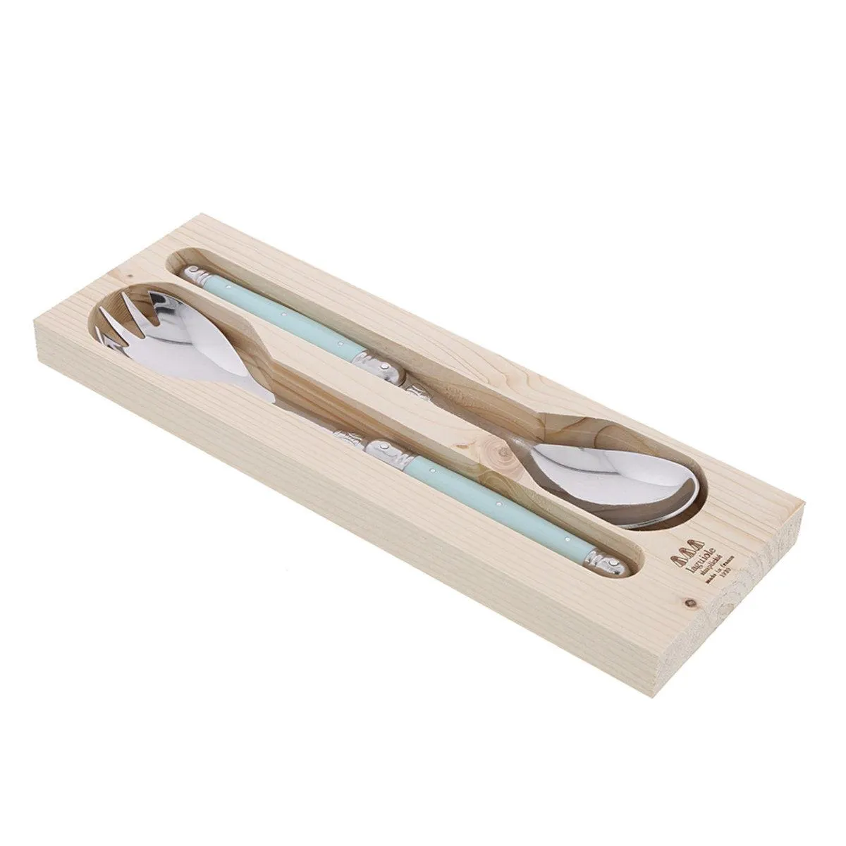 Laguiole Jean Dubost Simplicite Salad Server Pastel Aqua Set 2 Piece