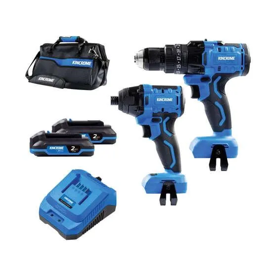 Kincrome PT18 18V 2 Piece Brushless Hammer Drill & Impact Driver Kit 2.0Ah