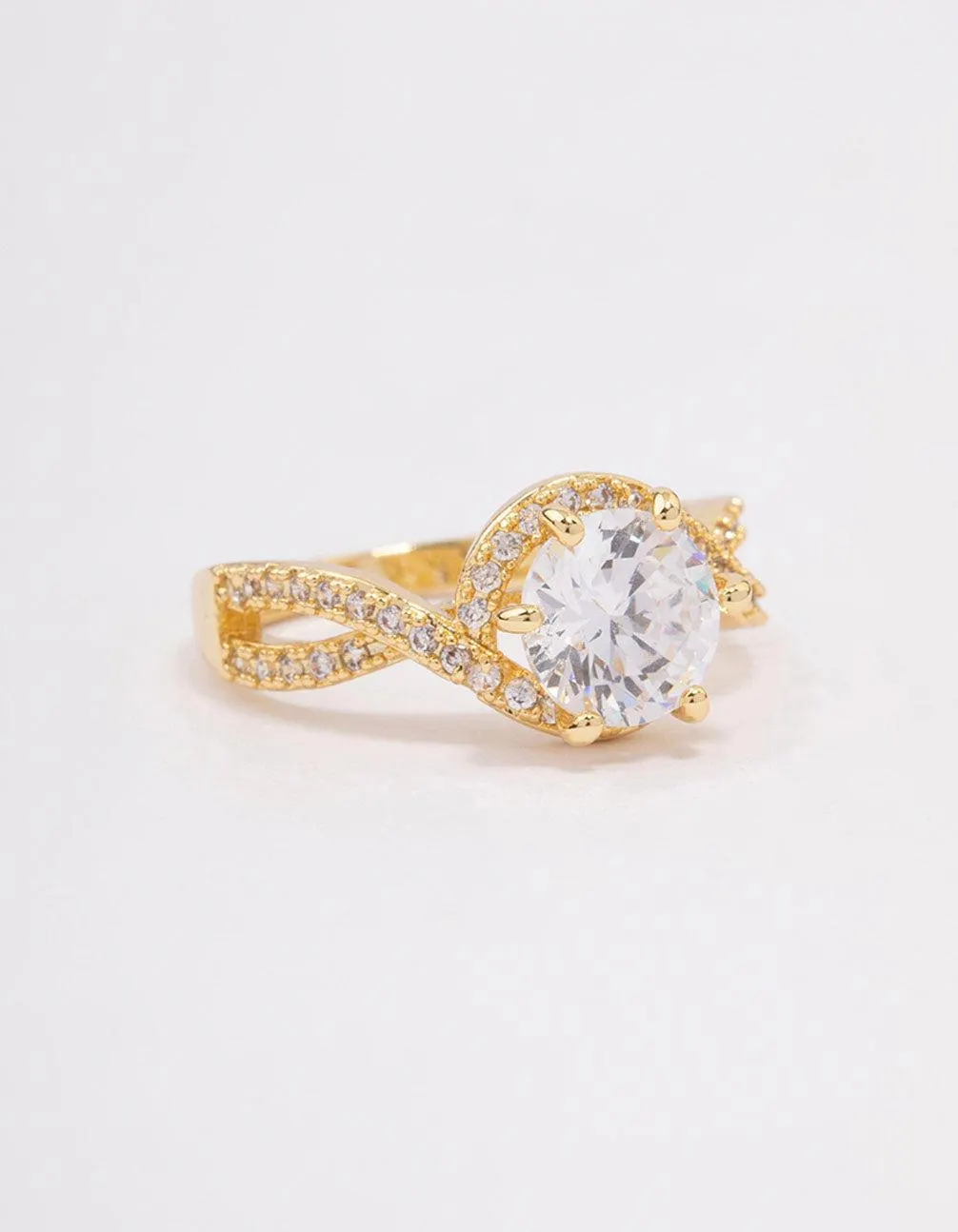 Gold Plated Round Infinity Halo Ring