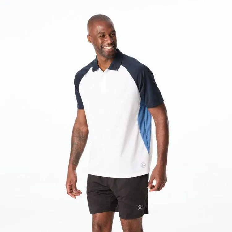 NMA Men's Raglan Colour Blocked Short Sleeve Polo White