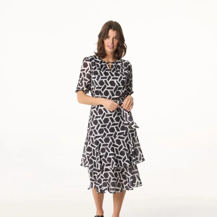 Jane Lamerton Women's Have A Dance Abstract Print Dress Black