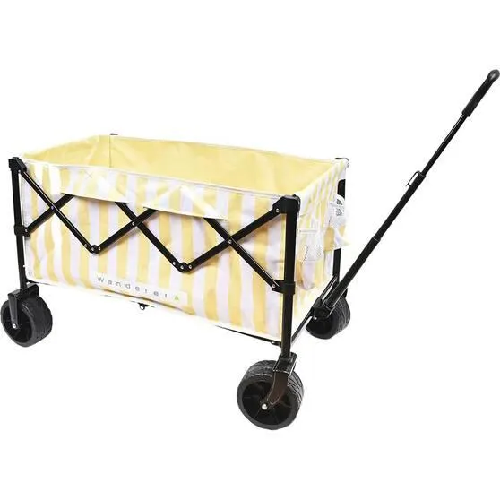 Wanderer Flat Fold Beach Cart 100kg Yellow Stripe