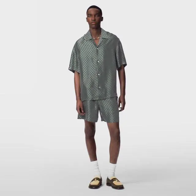 Short-Sleeved Jacquard Silk-Blend Shirt