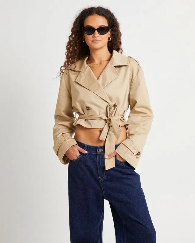 Morgan Boxy Cropped Trench Coat