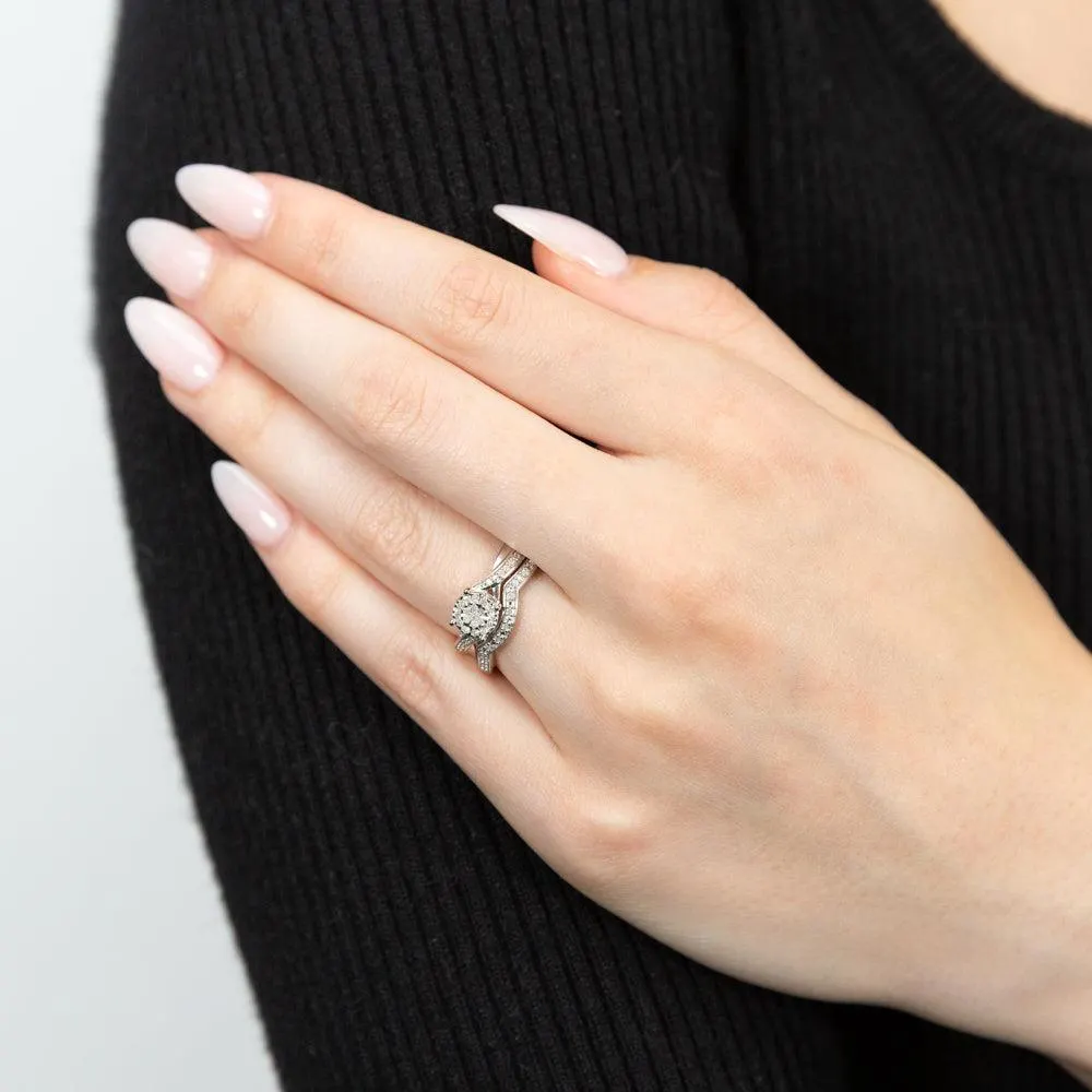 Sterling Silver 1/5 Carat Diamond 2-Ring Bridal Set