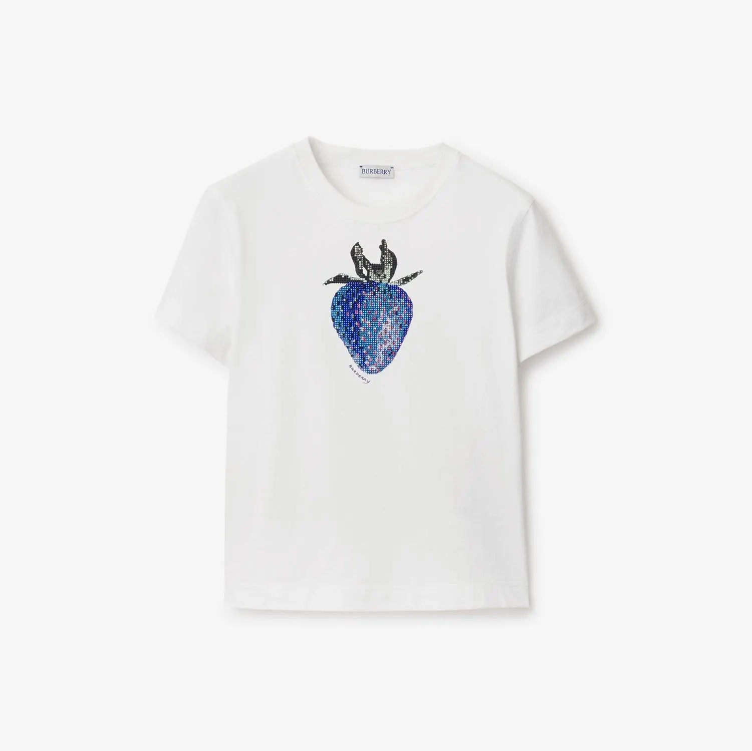 Boxy Crystal Strawberry Cotton T-shirt