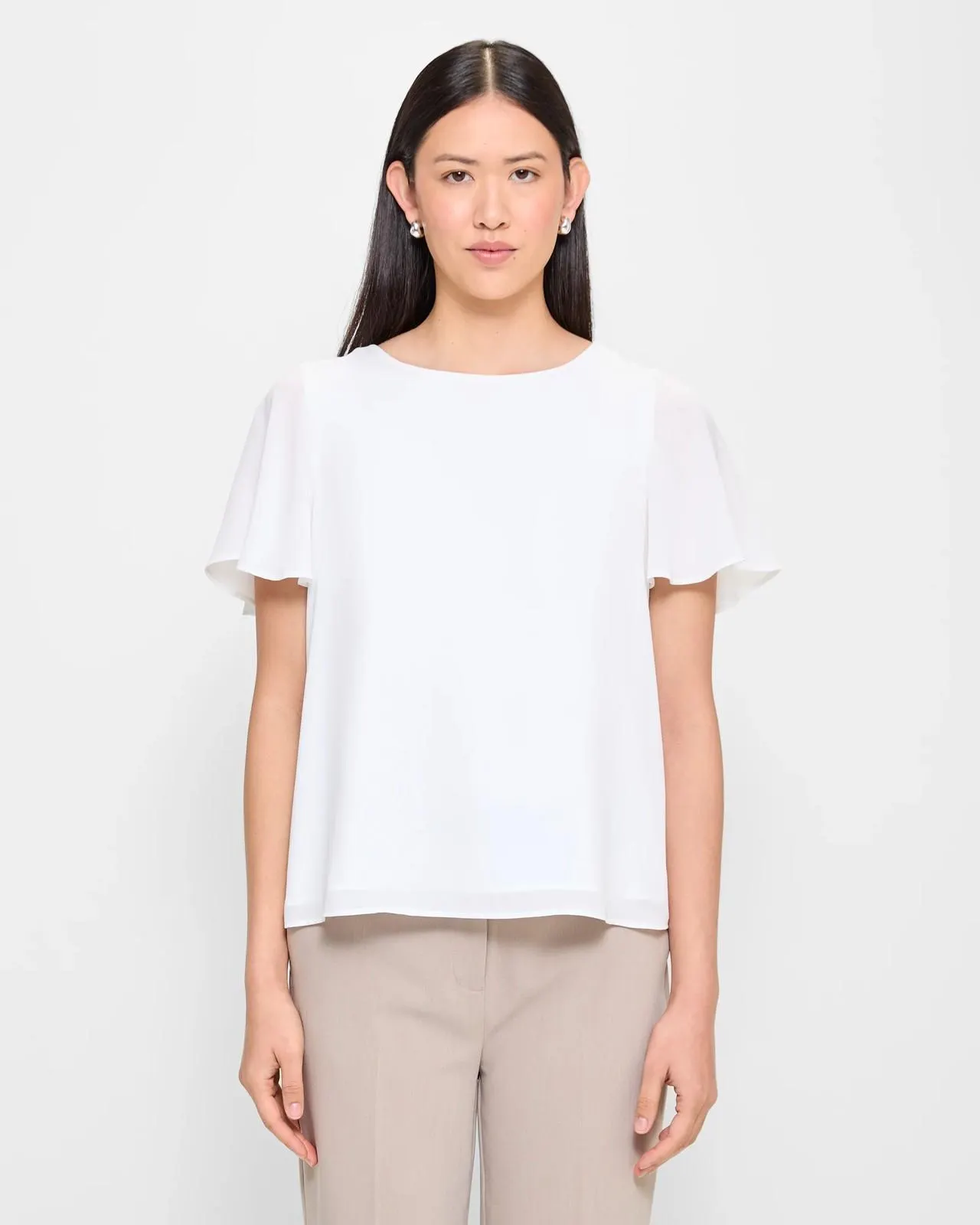 Crew Neck Blouse - Preview - White