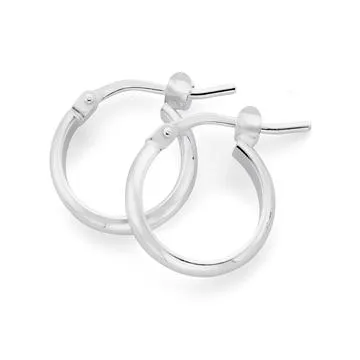 Silver 10mm Half Round Hoop Earring