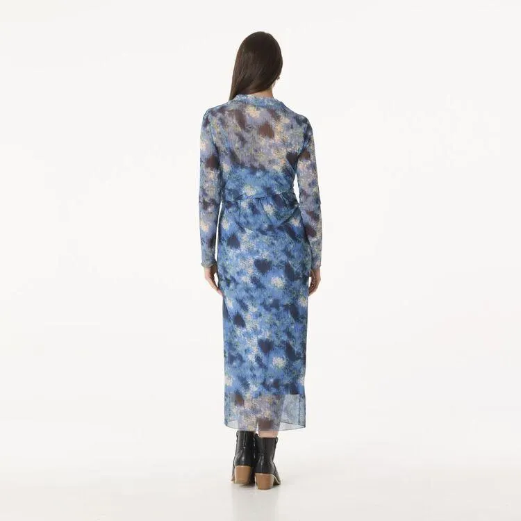 Khoko Edition Women s Haze Print Mesh Dress Steel