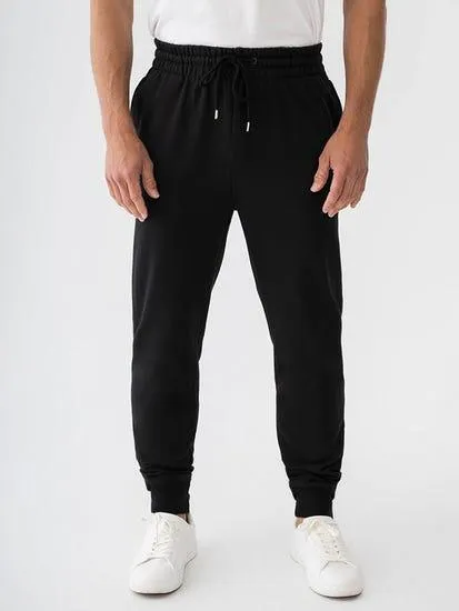 Mens 100% Cotton Terry Fleece Trackpant Black