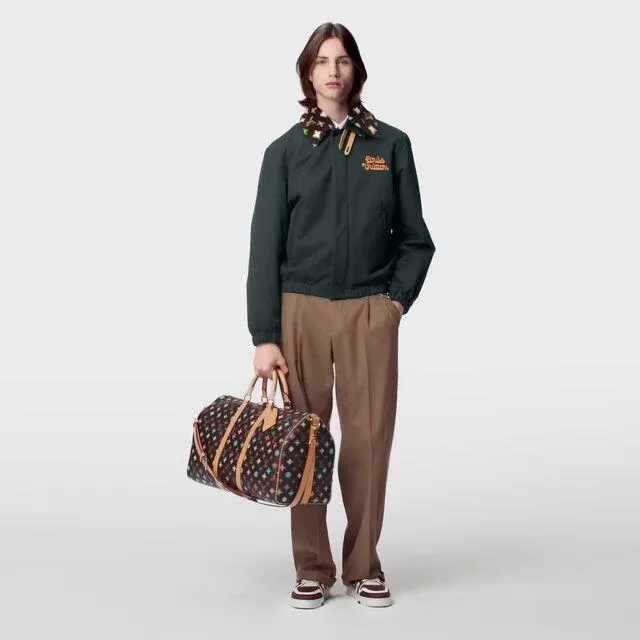 Cotton Aviator Jacket With Monogram Fleece Collar