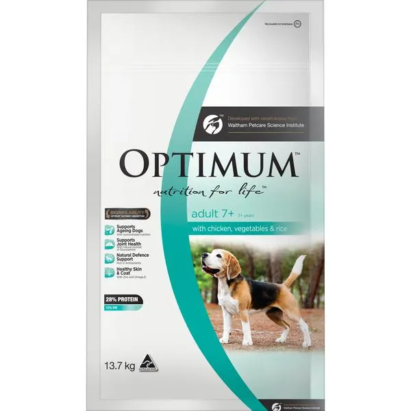 OPTIMUM - Adult 7+ with Chicken, Vegetables & Rice Dry Dog Food (13.7kg)