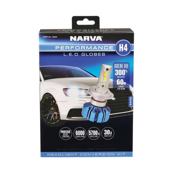 Narva Gen III LED Headlight Globes - H4, 12/24V