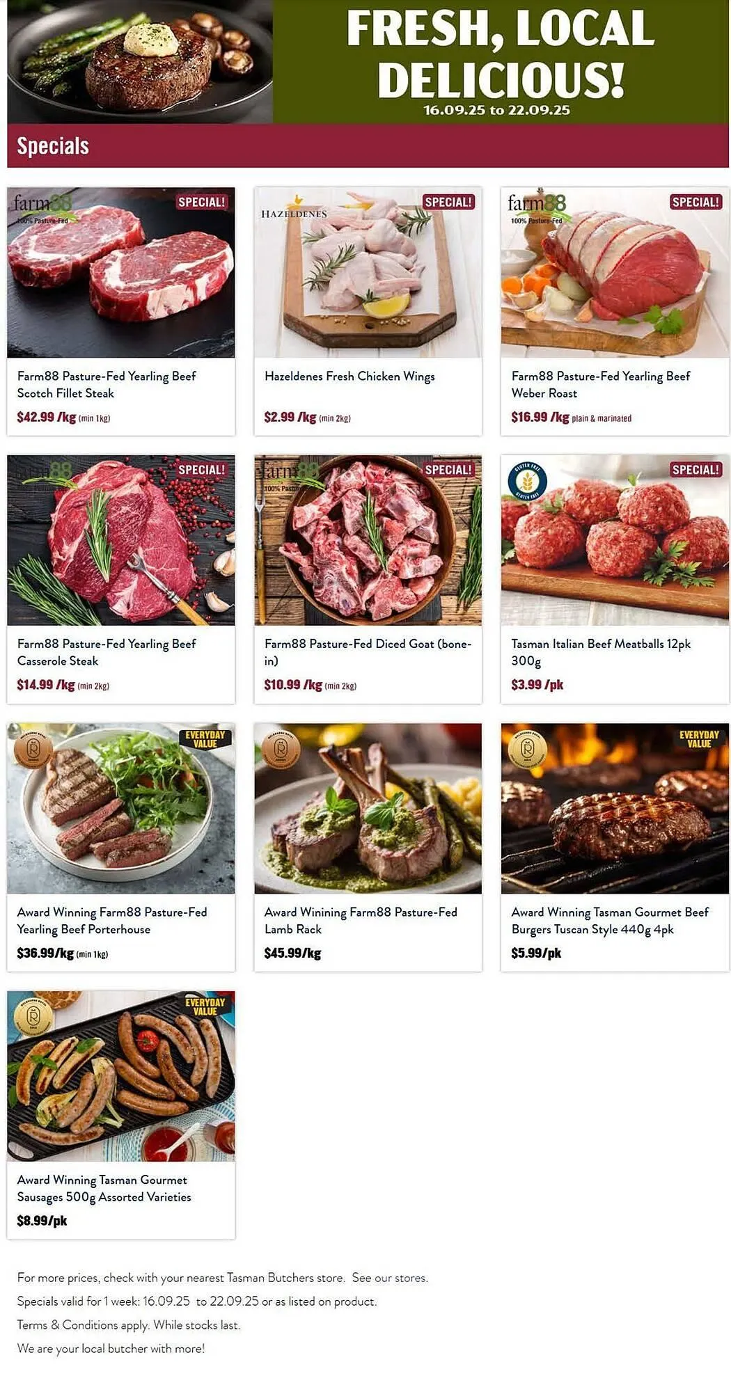 Tasman Butchers catalogue - Catalogue valid from 16 September to 22 September 2025 - page 1