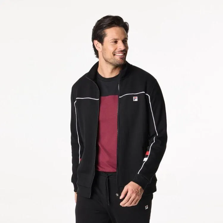 FILA Men's Taron Piping Detail Zip Through Jacket Black