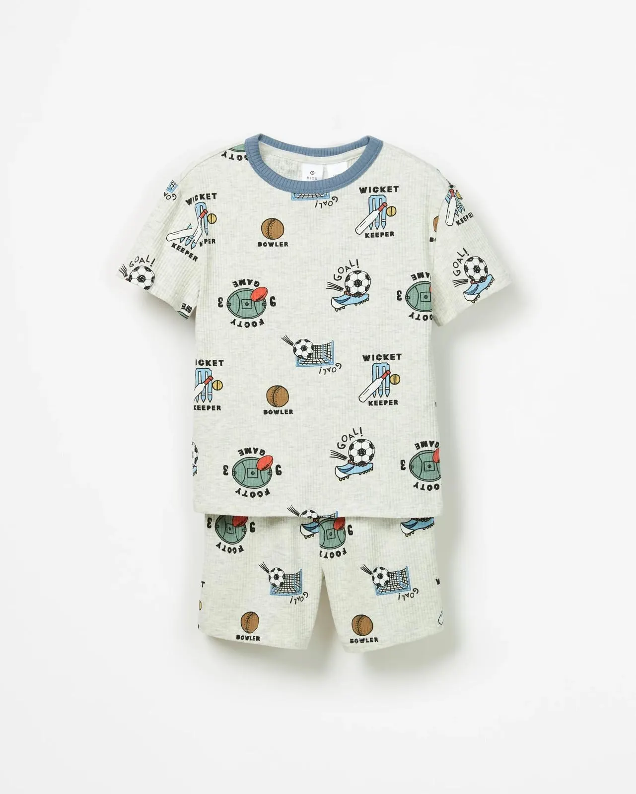 Australian Cotton Blend Younger Boys Rib Short Pyjama Set - Grey Marle Sports